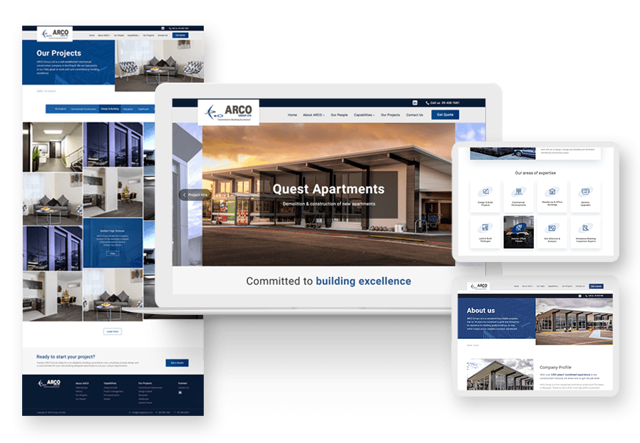 Www.kinmaltinvaga created the website for construction company ARCO to present their services